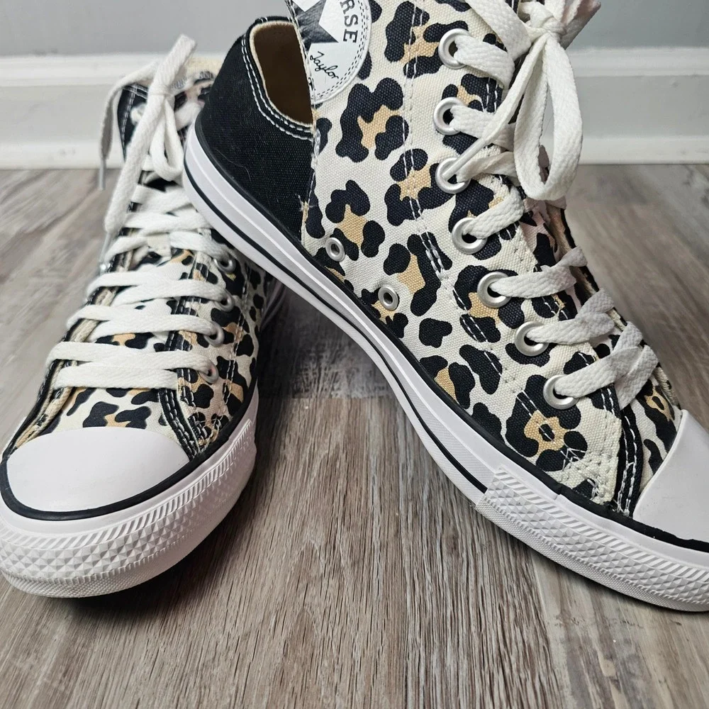 Converse Chuck Taylor All Star High Top Sneakers Leopard Print 167234C 9 Black